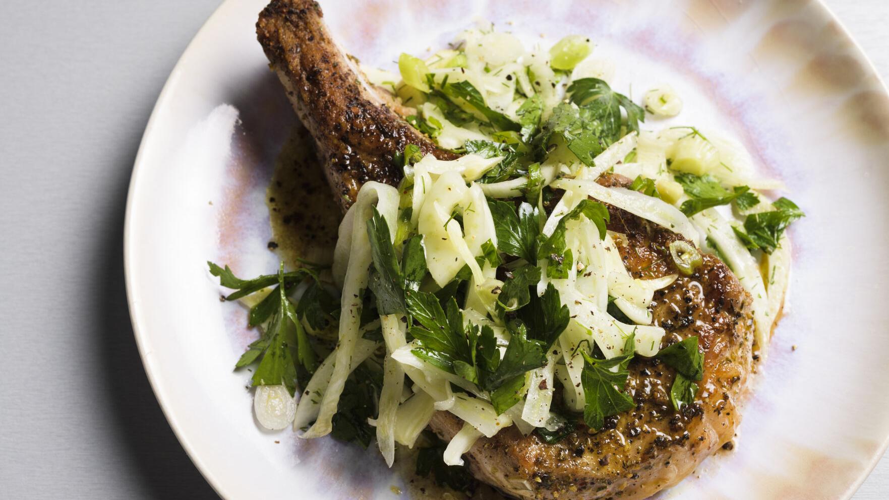 Italian whole-hog cooking inspires herbaceous pork chops